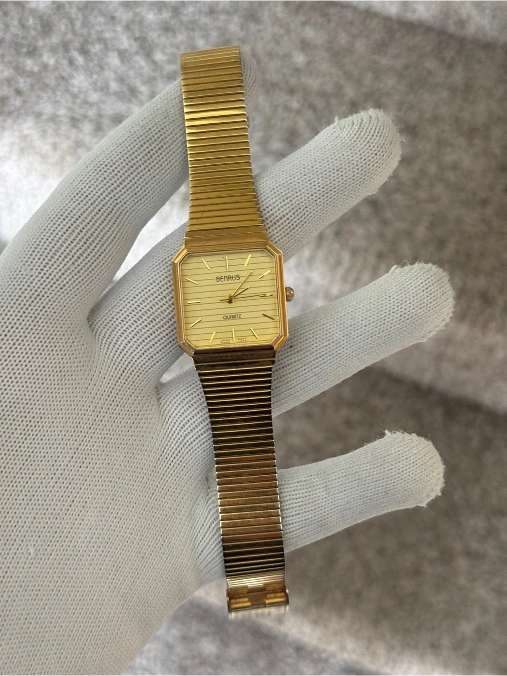 Benrus vintage Gold Tone tank Quartz Watch Mens